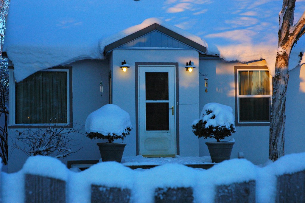 A house exterior with a front door
