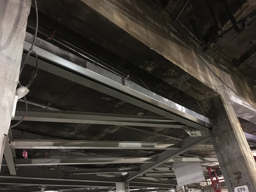 A gutter along a roof edge