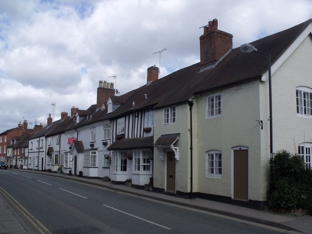A row of houses on a street
