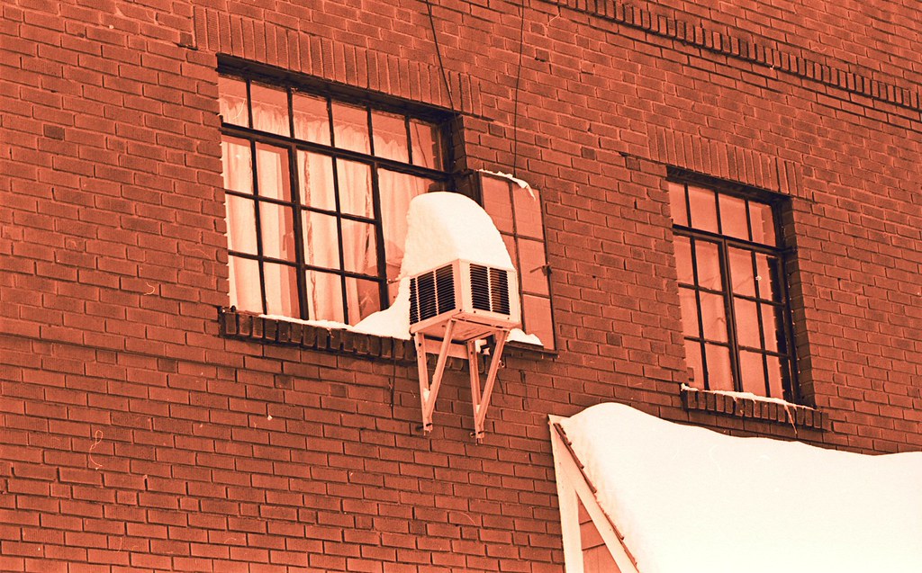 An older air conditioning unit outdoors