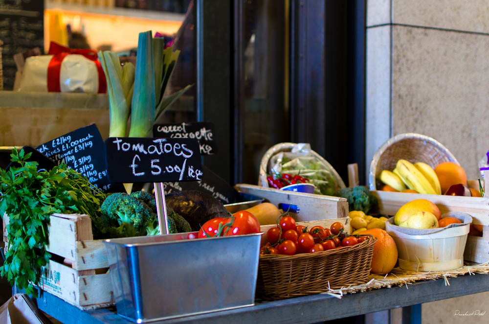 Fresh vegetables and fruit on a table