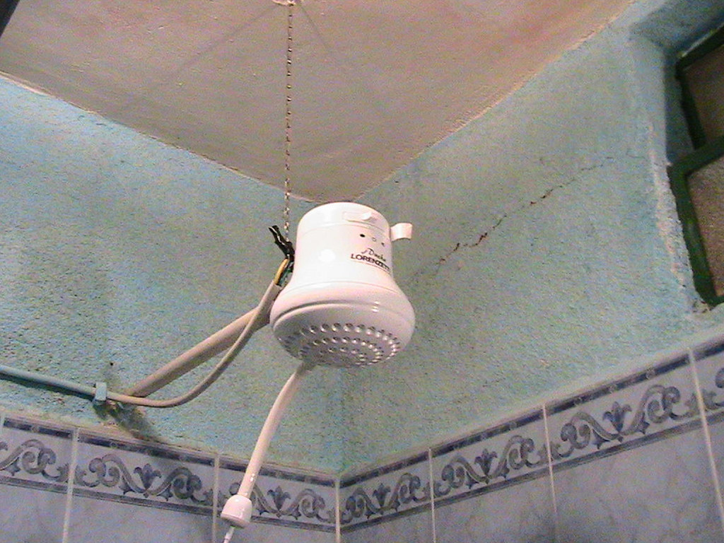 A shower head running